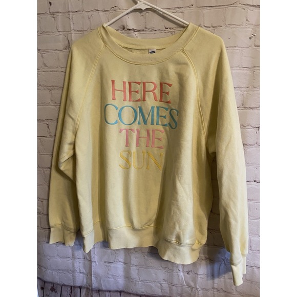 Old Navy Crewneck Sweatshirt. Yellow Size XL Here Comes The Sun - Picture 1 of 5